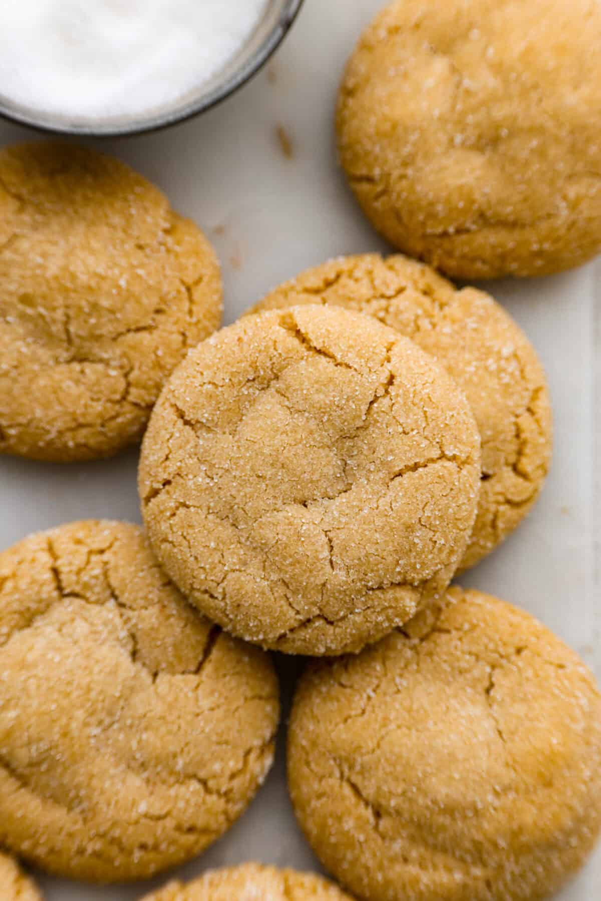 Close up shot of browned butter sugar cookies. 