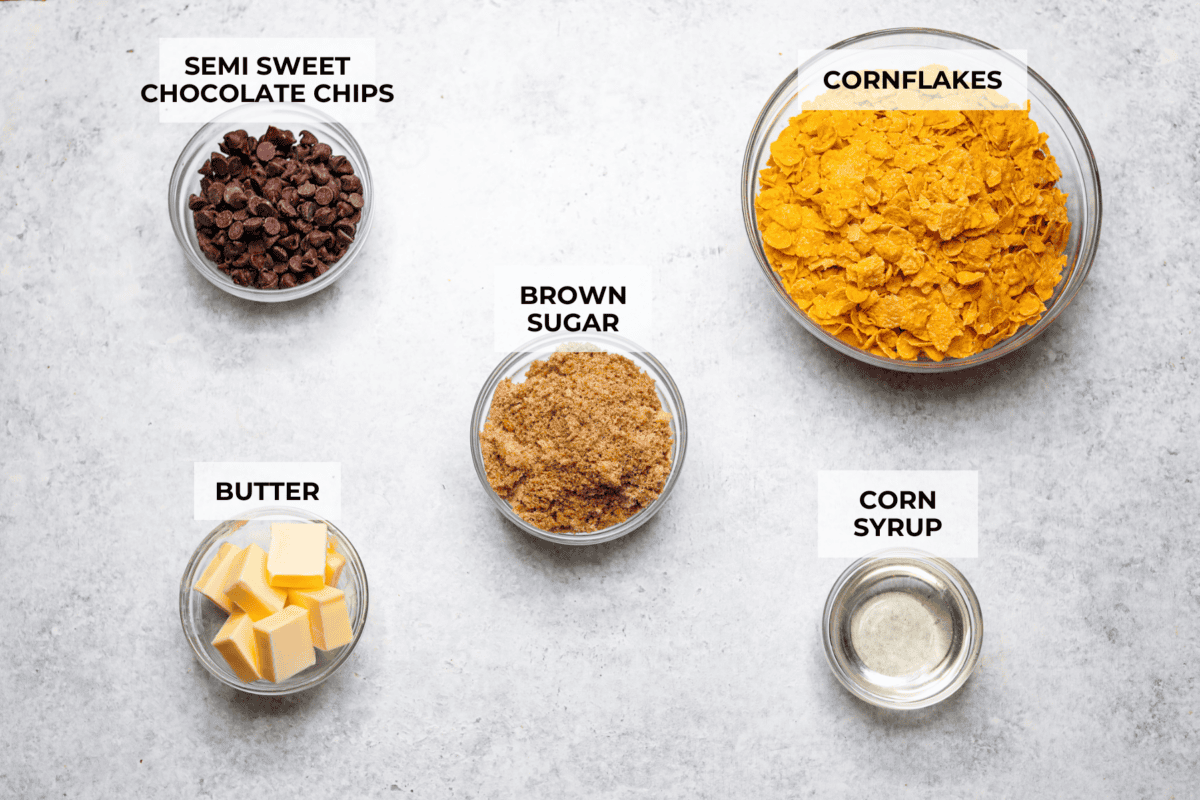 Top shot of all of the ingredients with individual labels. 