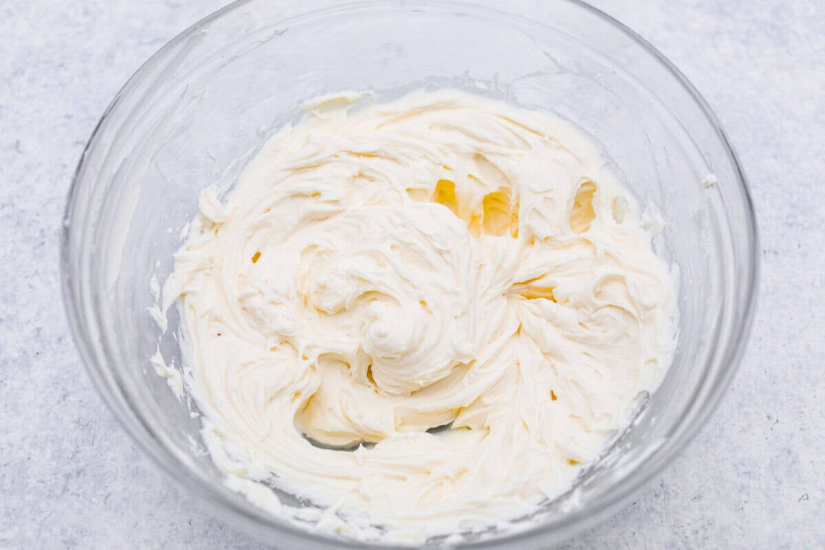 Cream cheese whipped and mixed. 