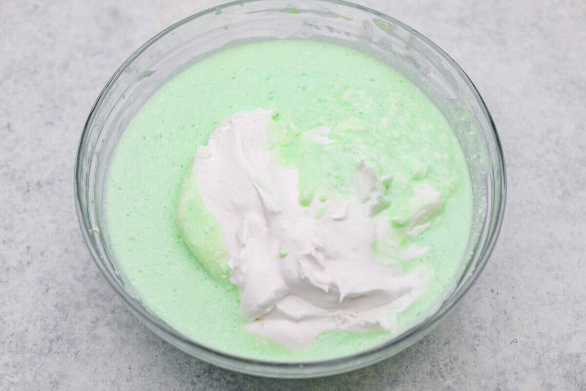 Whipped topping added to the 7Up and cream cheese mixture. 