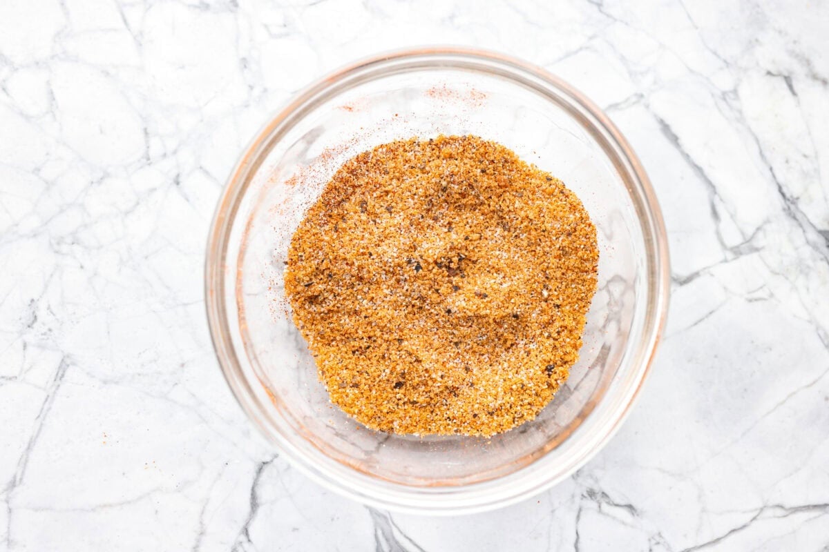 Bowl of seasonings mixed together to make a rub for the salmon. 