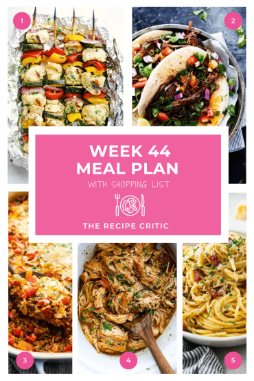 Weekly Meal Plan #44