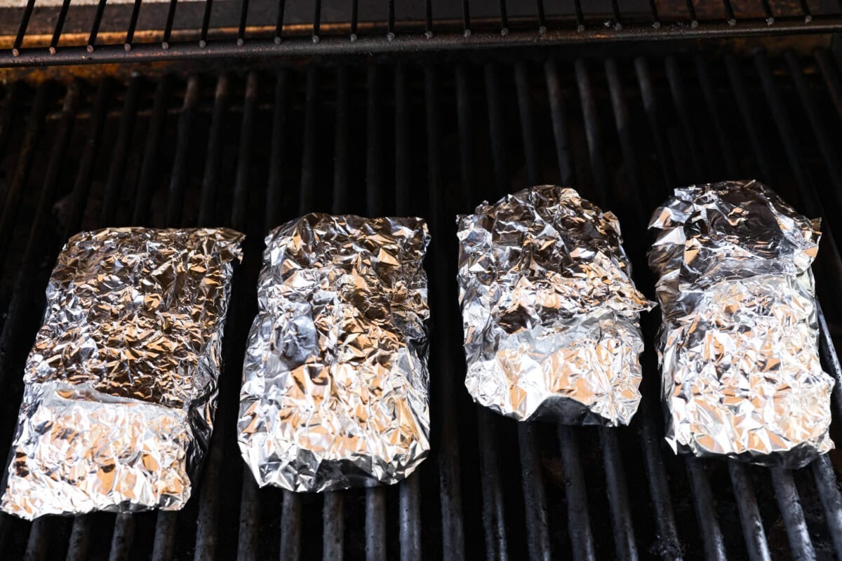 Foil Packets placed on the grill. 
