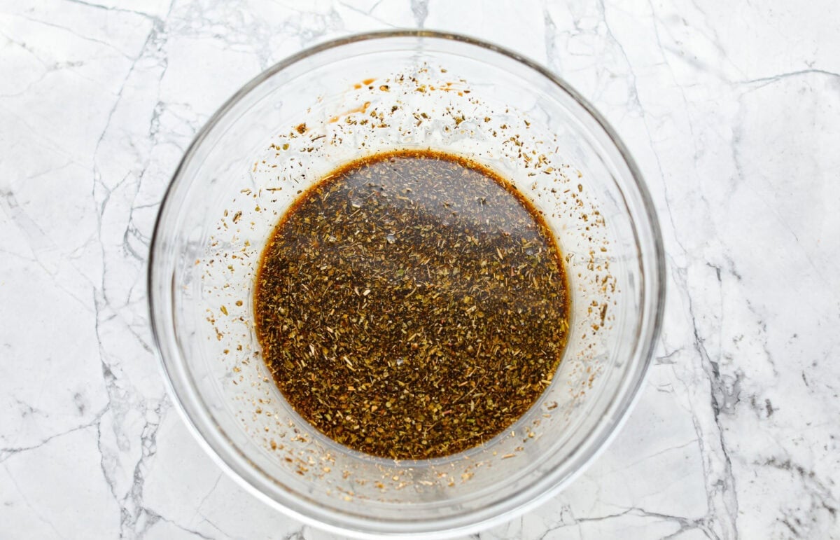 Marinade ingredients in a bowl. 