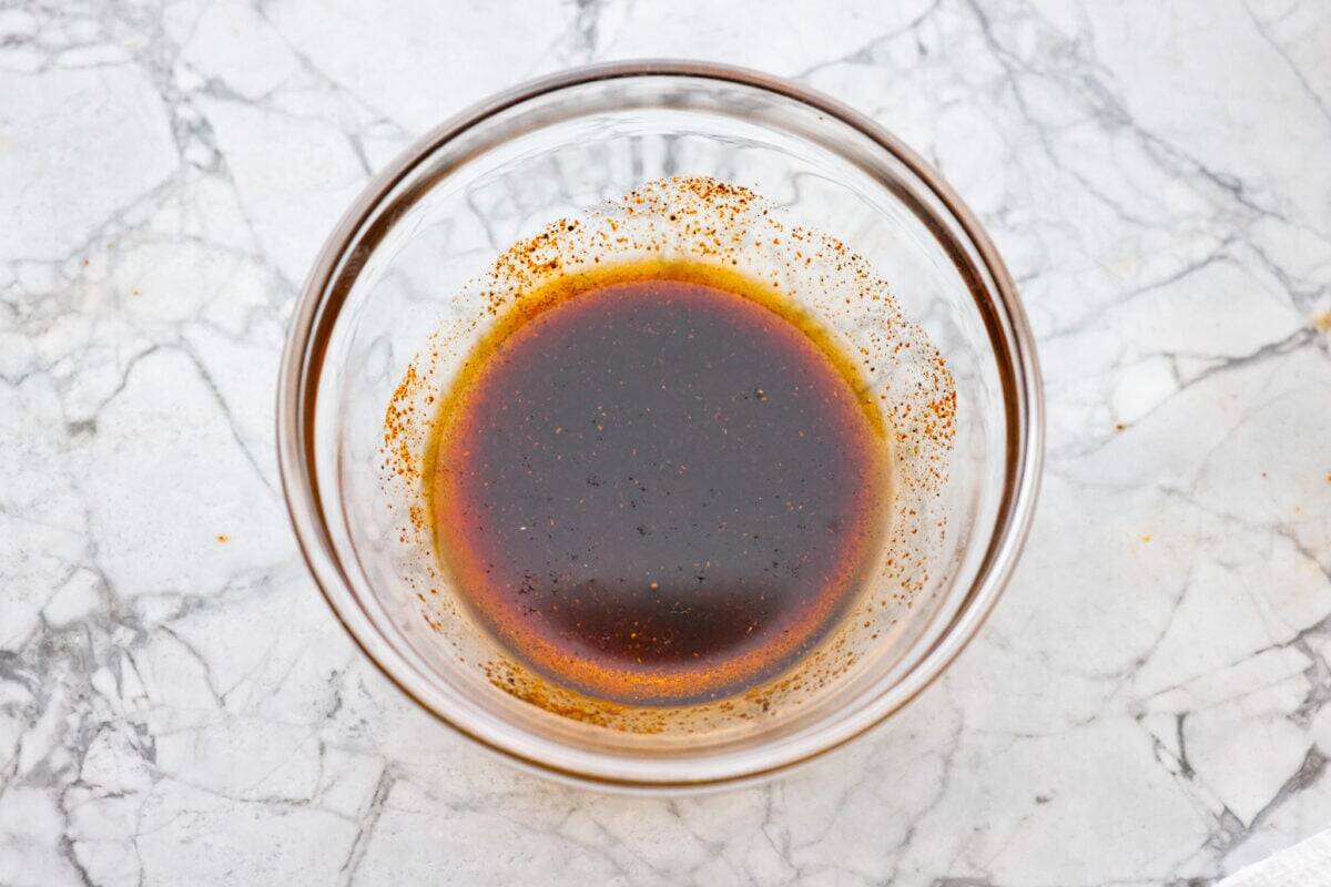 Corn rib marinade in a bowl. 