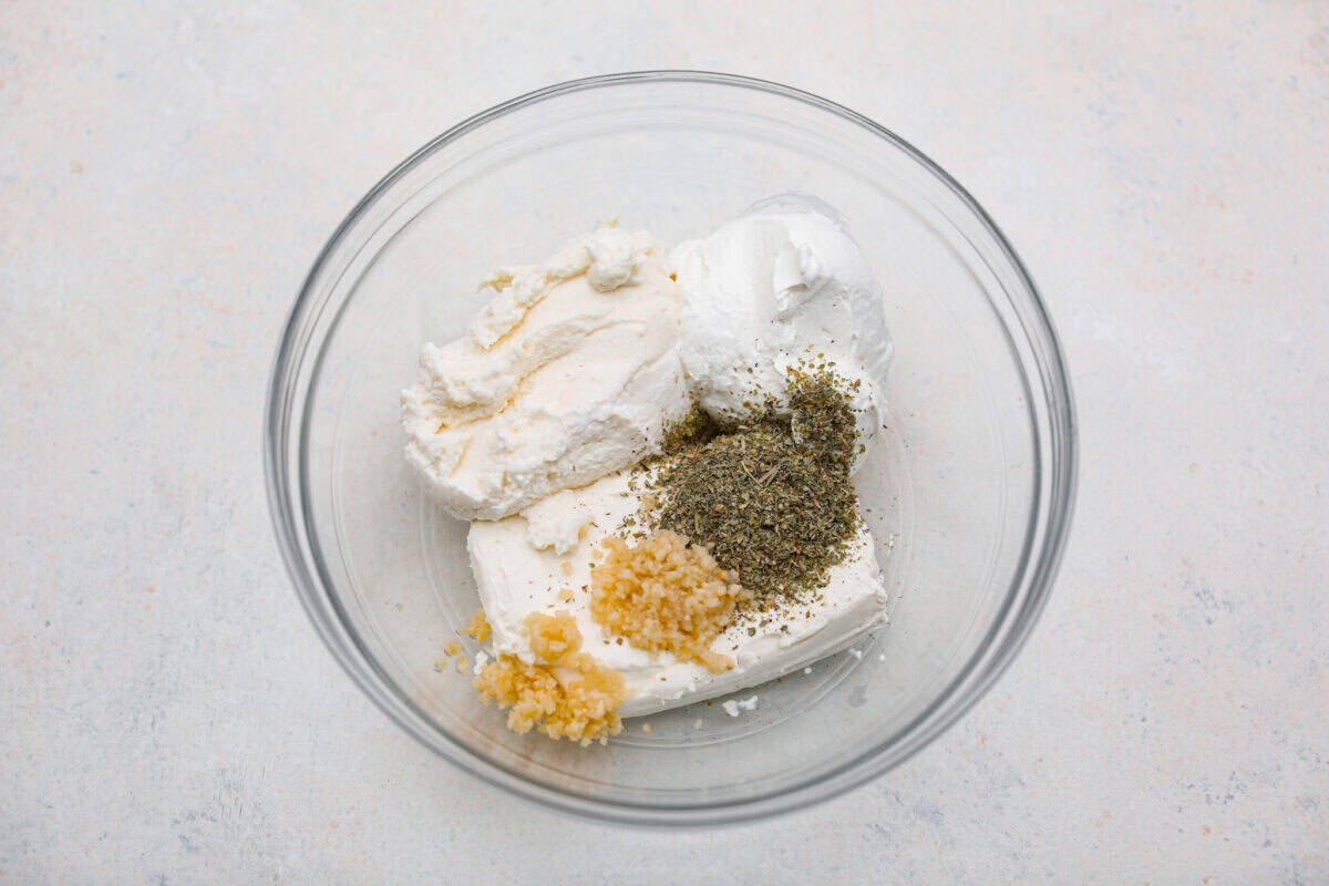 Million dollar cheese sauce ingredients in a bowl. 