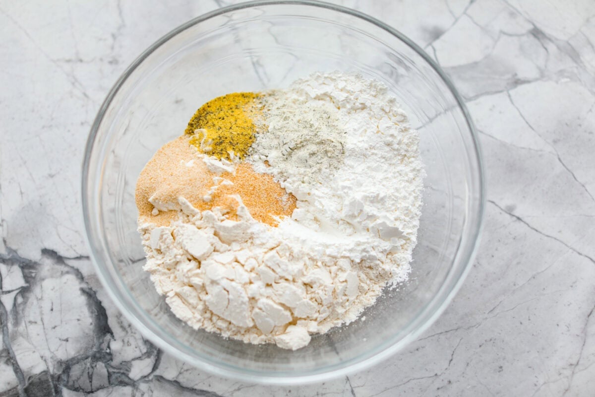 Bowl of breading ingredients. 