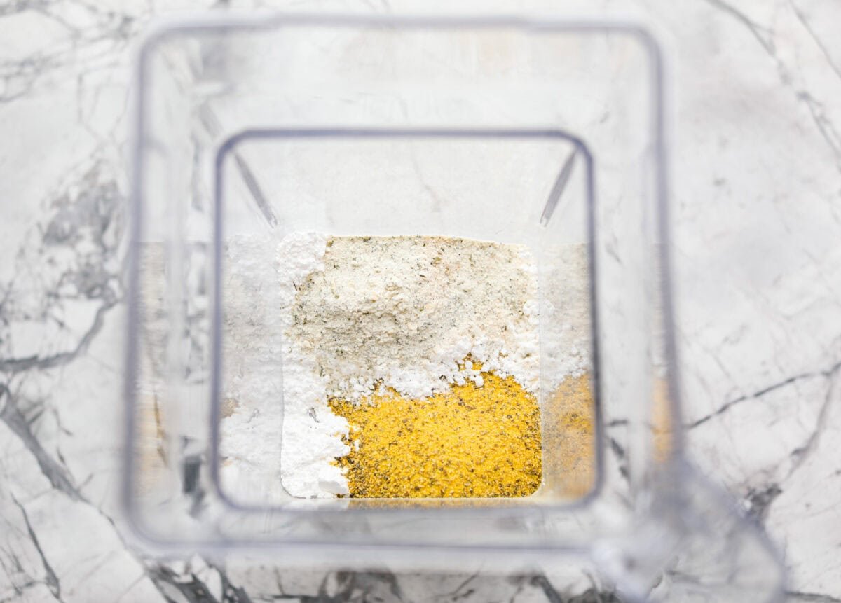 Crack chicken seasoning ingredients in a blender. 