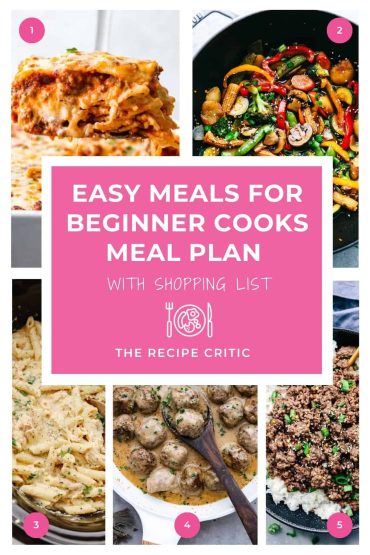 Easy Meals for Beginner Cooks Meal Plan