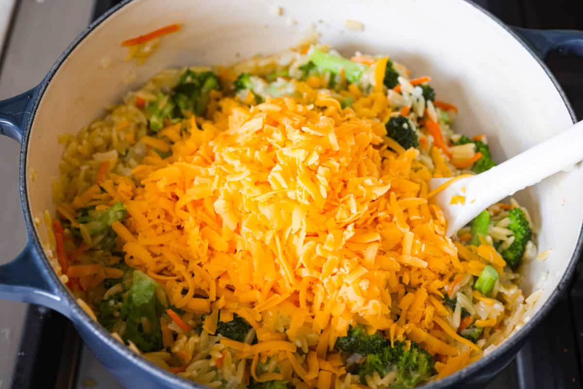 Cheese added to the pot. 