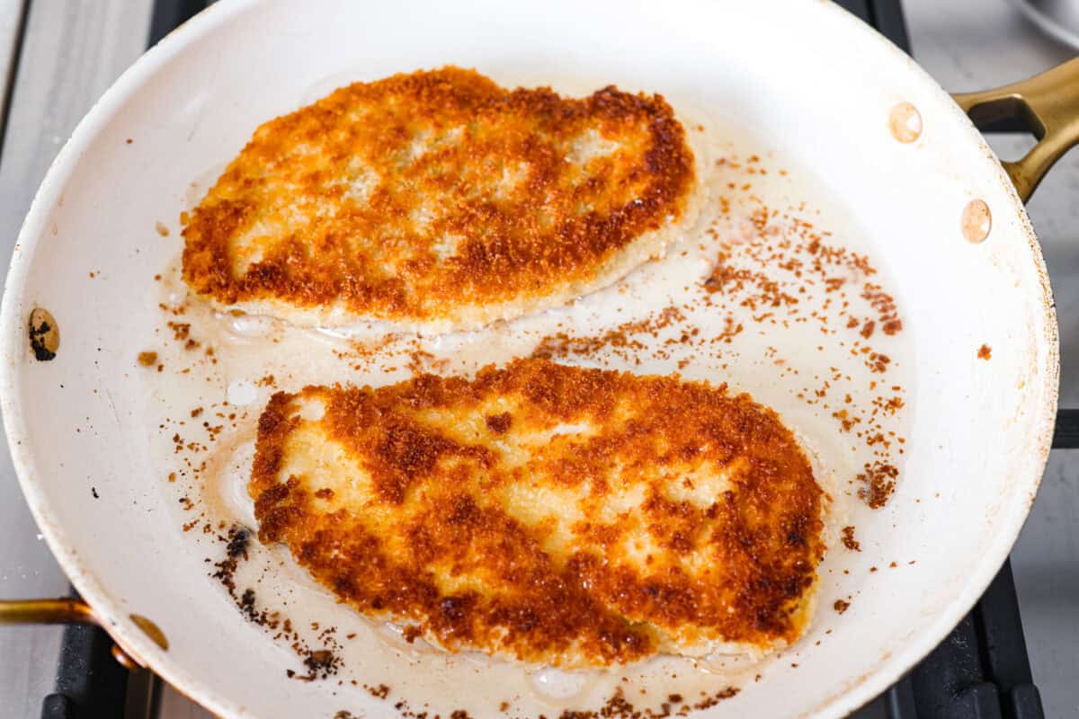 Cooking in a skillet. 