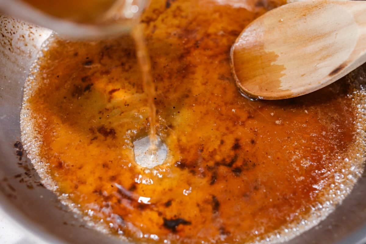 Beef broth deglazing the pan the roast was seared in. 