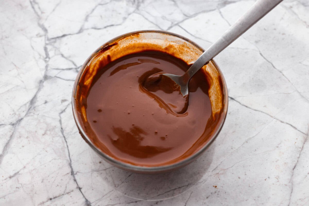 Chocolate swirl mixture in a separate bowl. 