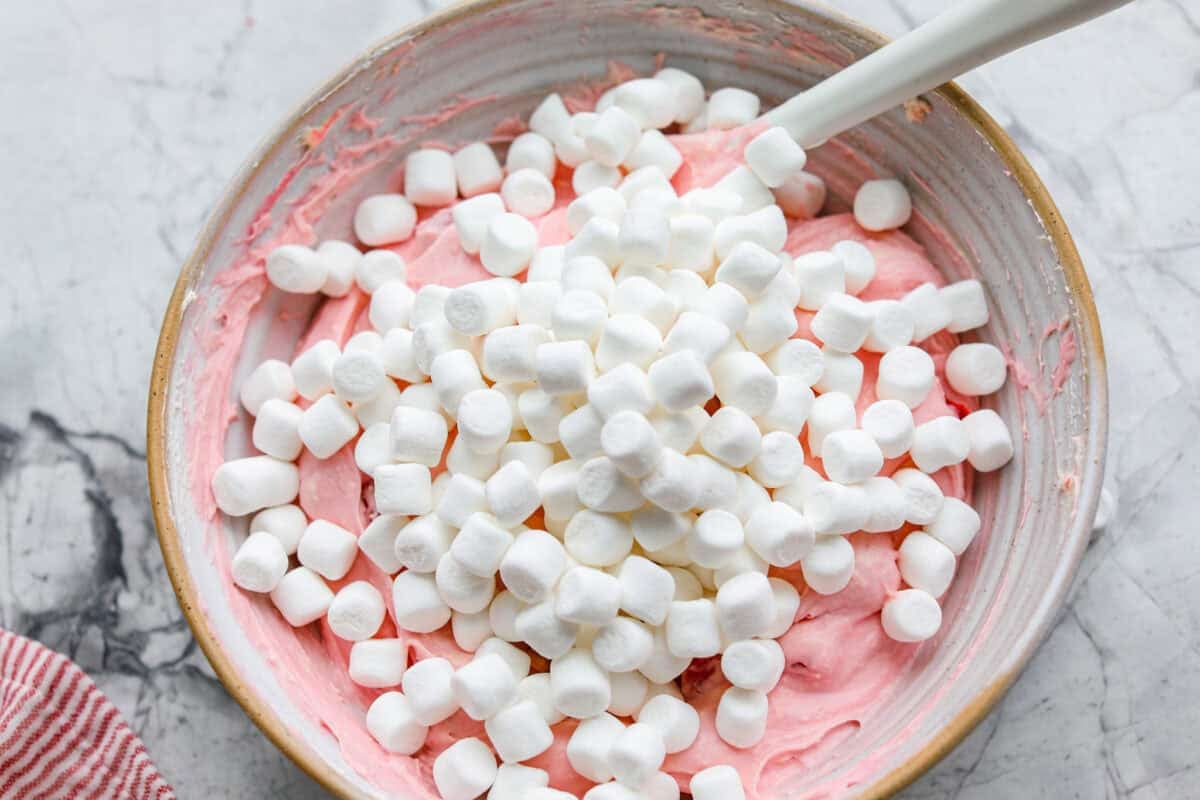 Marshmallows added to the mixture. 