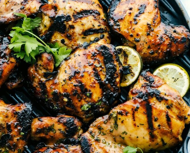 Grilled Honey Lime Cilantro Chicken Thighs