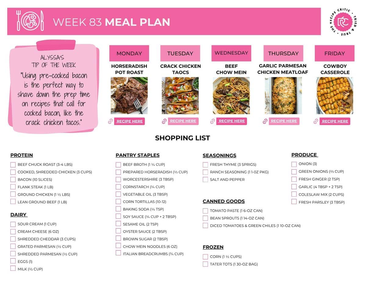 Another week, another lineup of simple, delicious dinners to make life a little easier. Everything in this meal plan is quick, doable, and totally worth adding to your rotation. Free printable shopping list for this weeks meal plan.