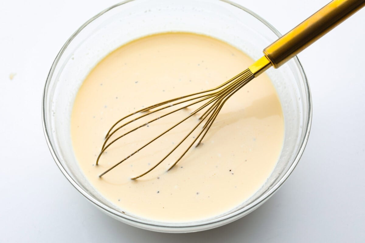 Egg mixture whisked together. 