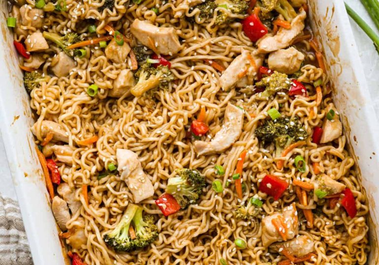 One Pan Baked Ramen Noodles