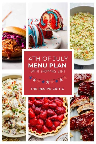 4th of July Menu Plan