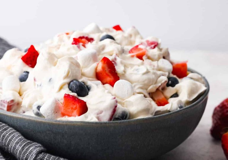 Red White and Blue Cheesecake Salad