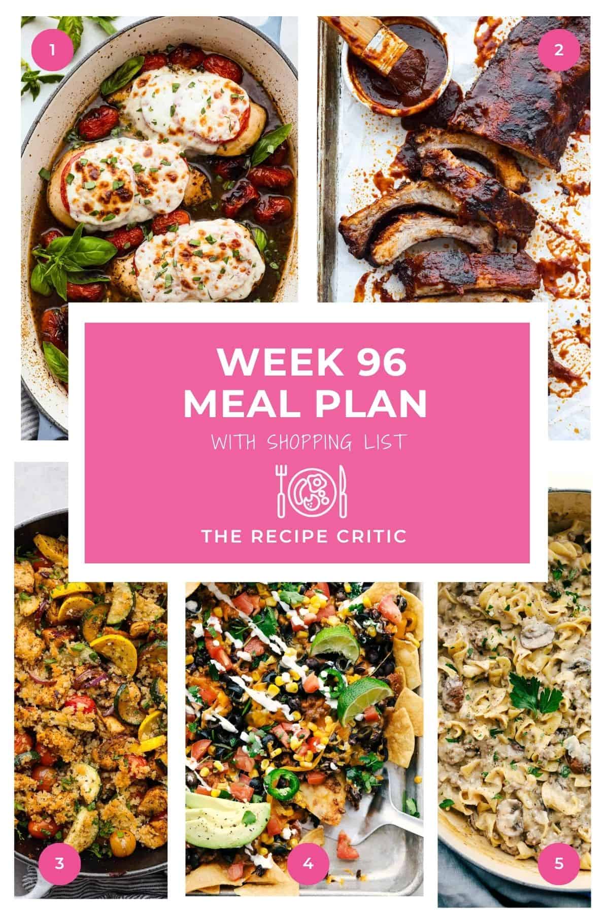 This weekly meal plan has a good mix of fresh flavors, family favorites, and meals that come together easily, so you can spend less time deciding what to make and more time enjoying dinner. Collage of all of the hero images from this weekly meal plan.