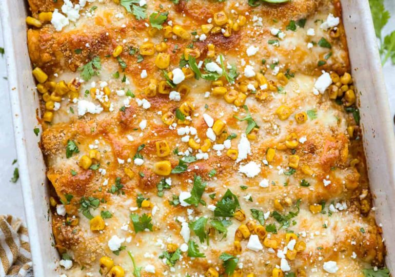 Street Corn Chicken Enchiladas