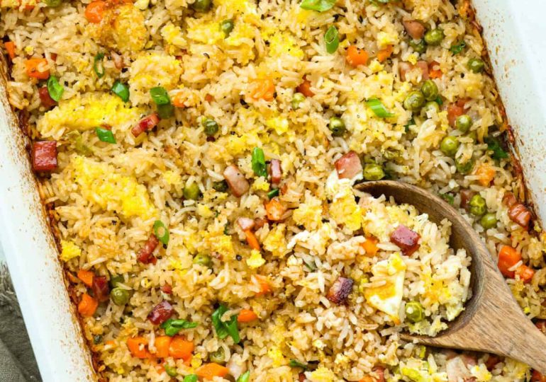 Dump and Bake Fried Rice
