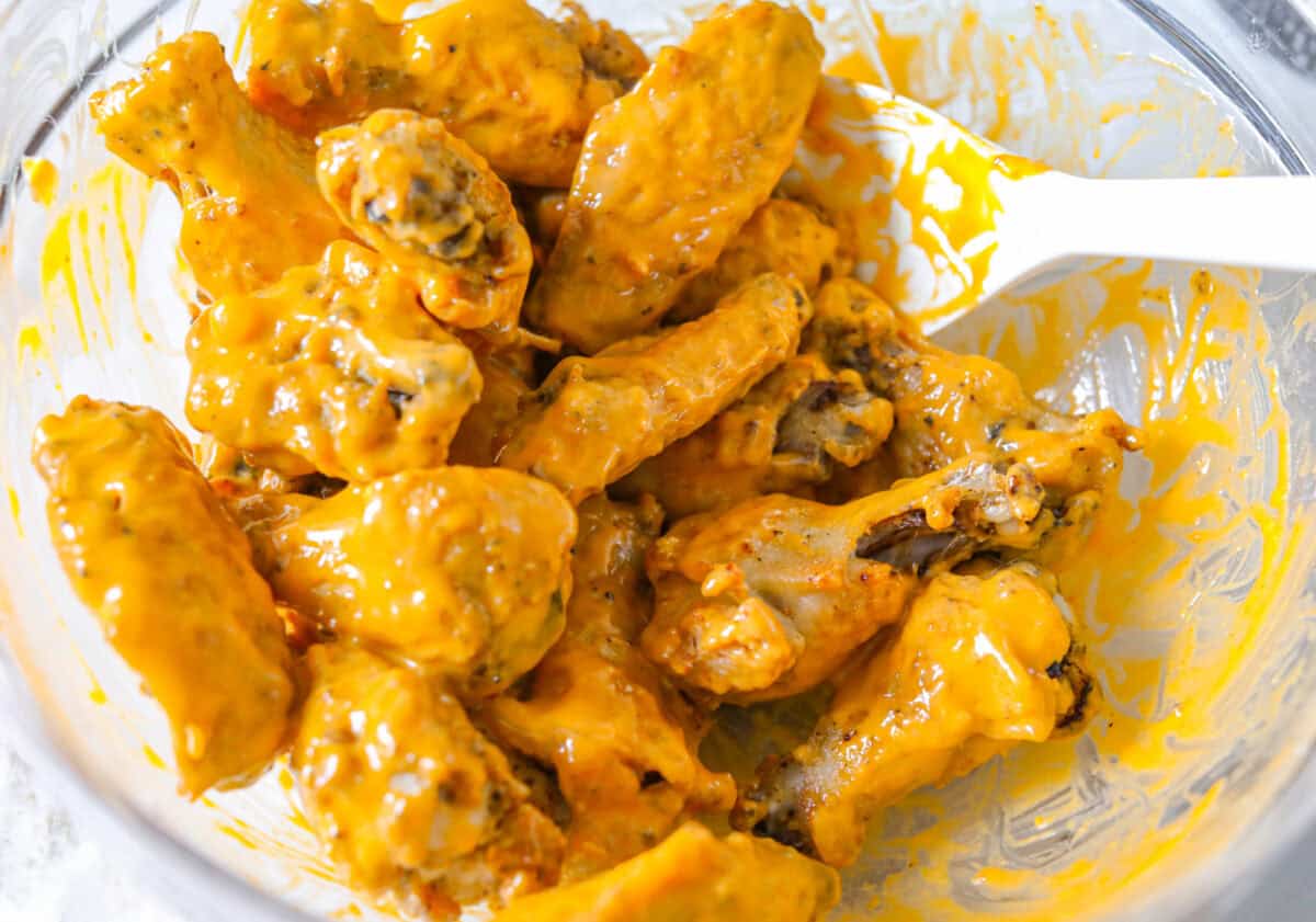 Crispy baked chicken wings coated in the Gold Fever sauce. 