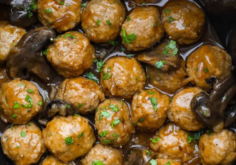 Slow Cooker Salisbury Steak Meatballs